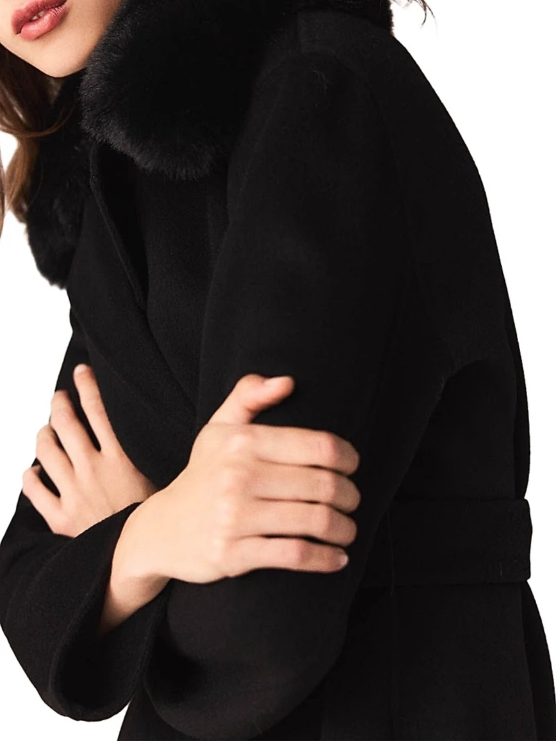 Double-Faced Coat with Removable Collar