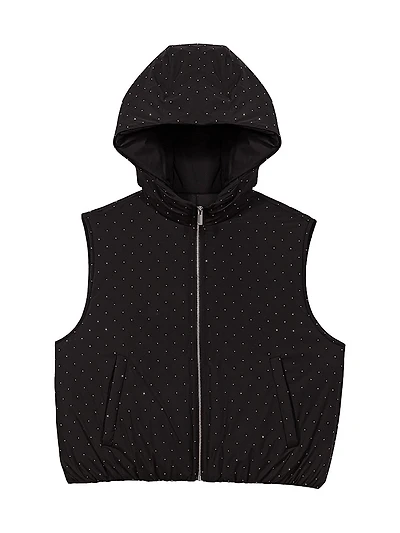 Rhinestone Sleeveless Puffer Jacket