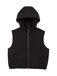 Rhinestone Sleeveless Puffer Jacket