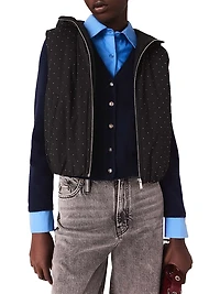 Rhinestone Sleeveless Puffer Jacket