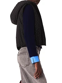 Rhinestone Sleeveless Puffer Jacket