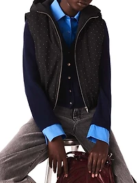 Rhinestone Sleeveless Puffer Jacket