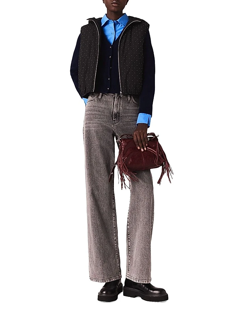 Rhinestone Sleeveless Puffer Jacket