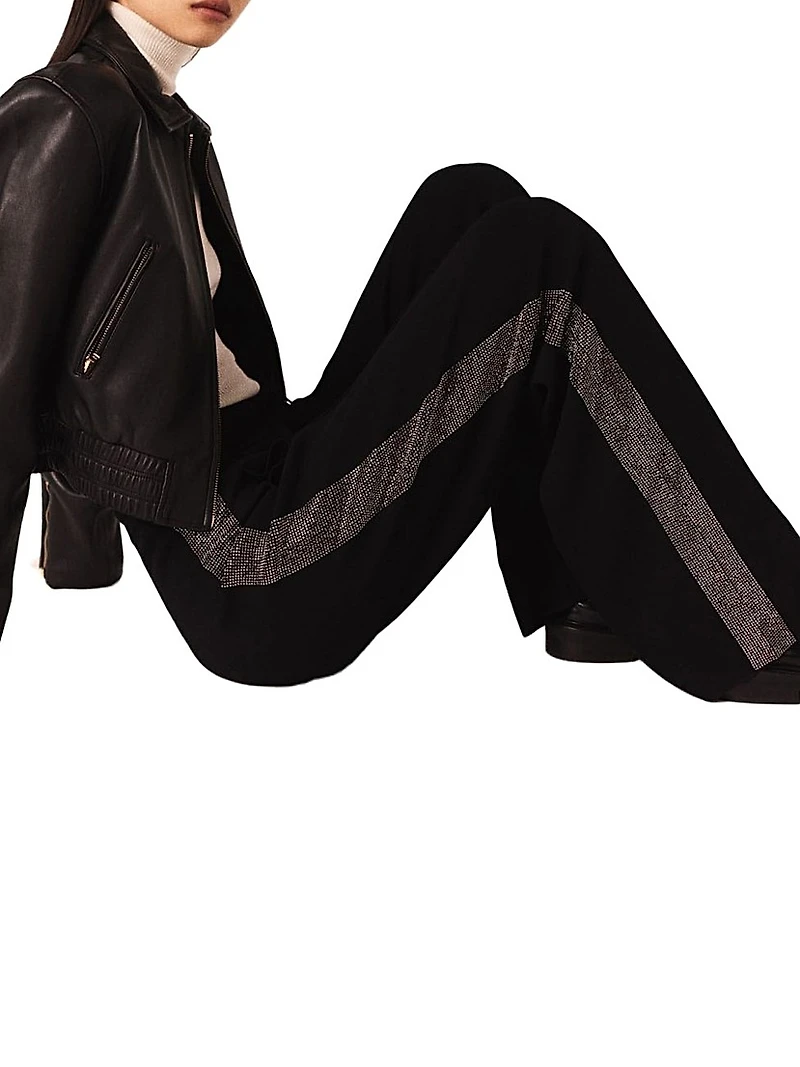 Trousers with Rhinestone Band