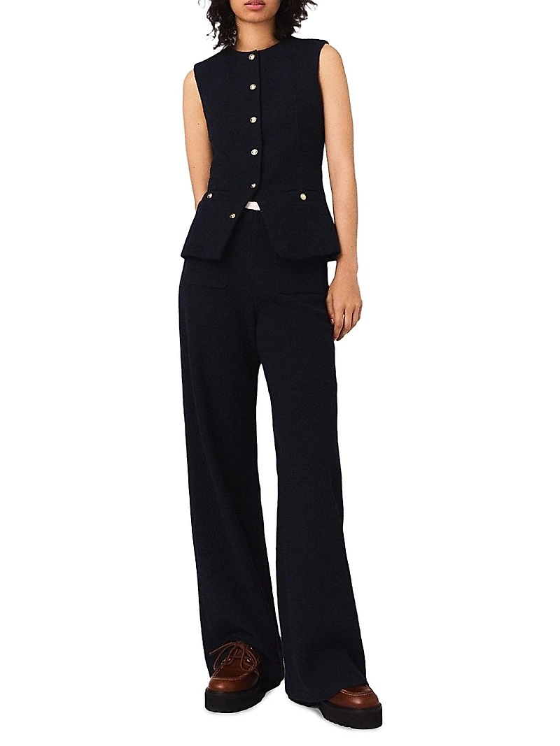 Straight-Leg Tweed Trousers