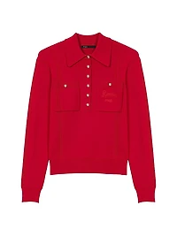 Polo Collar Jumper with Embroidery