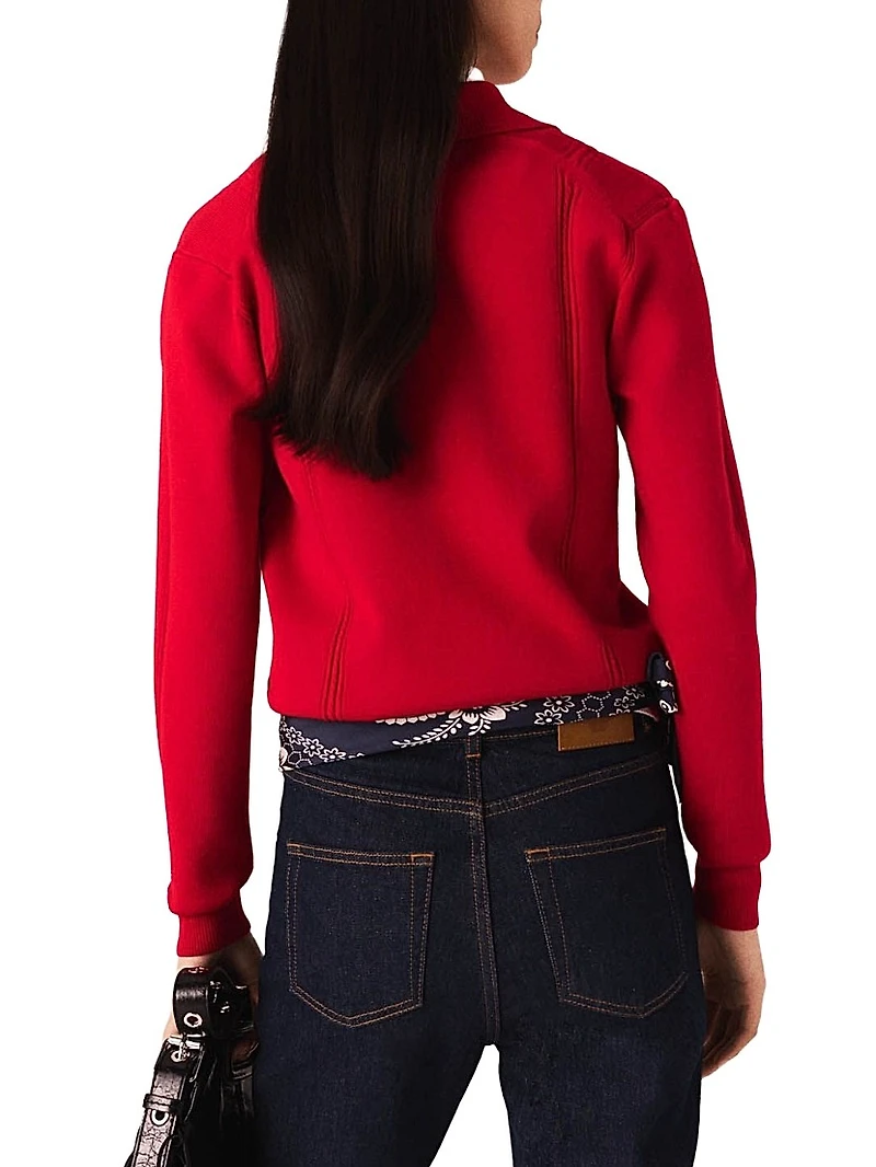 Polo Collar Jumper with Embroidery
