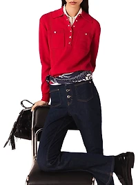 Polo Collar Jumper with Embroidery