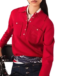 Polo Collar Jumper with Embroidery