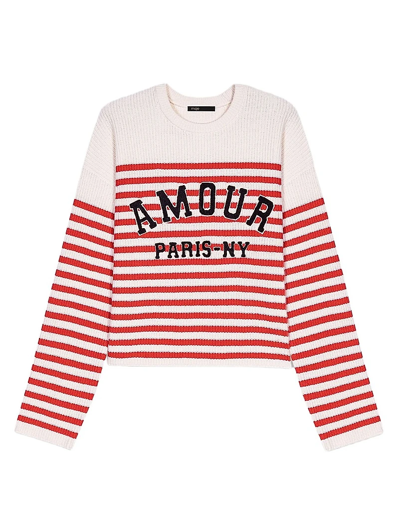 Striped Rib Knit Sweater