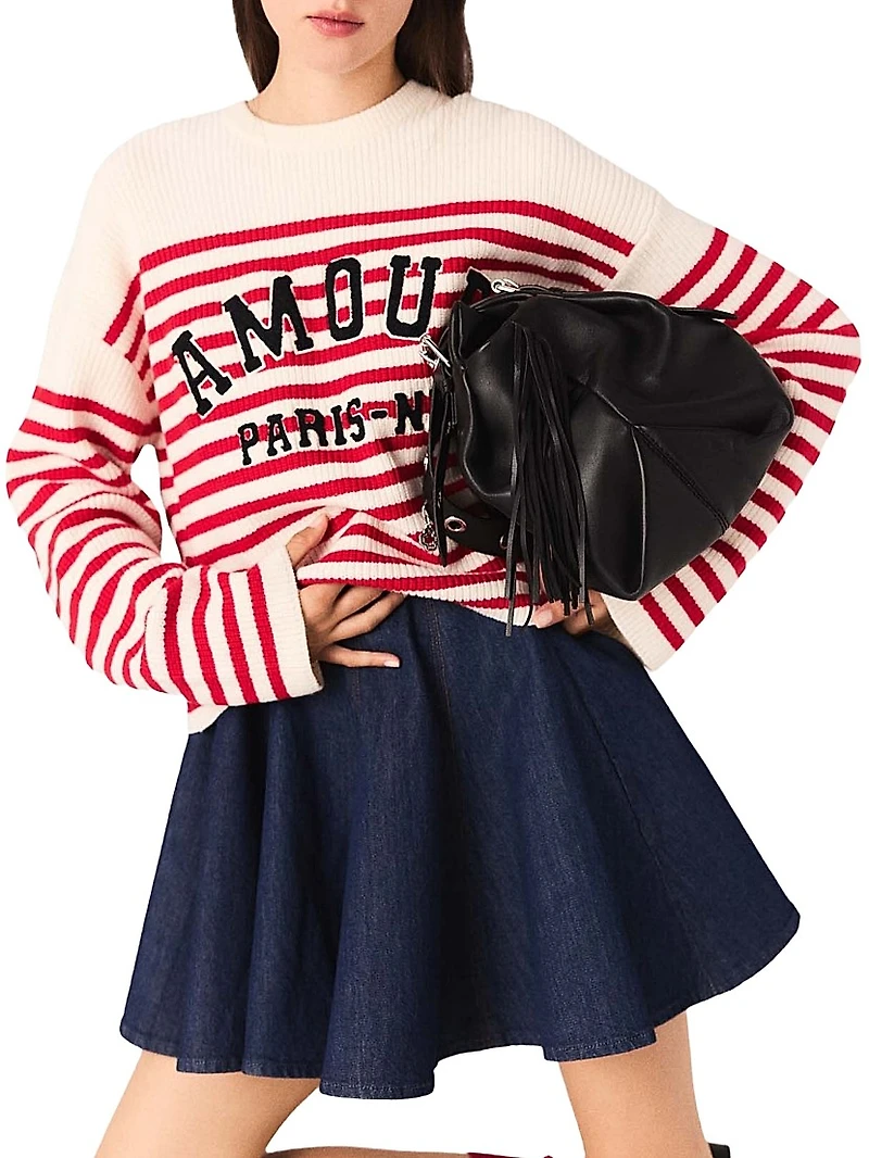 Striped Rib Knit Sweater