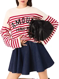 Striped Rib Knit Sweater