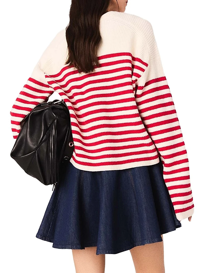 Striped Rib Knit Sweater