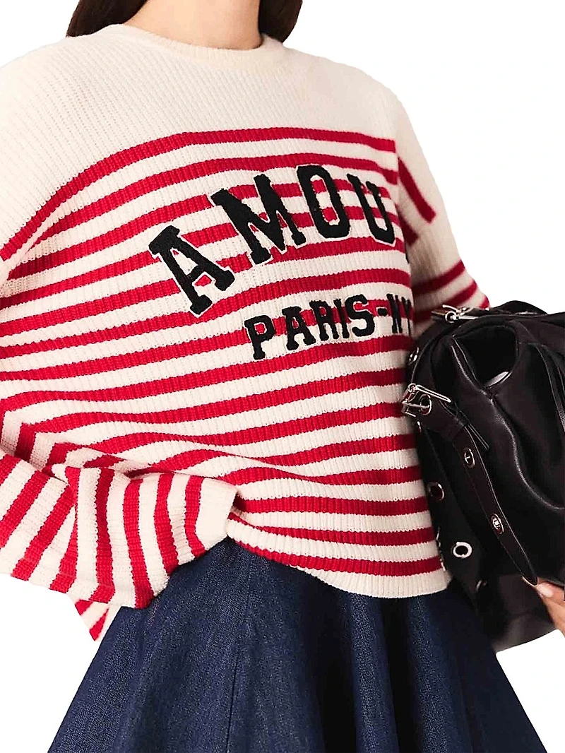 Striped Rib Knit Sweater