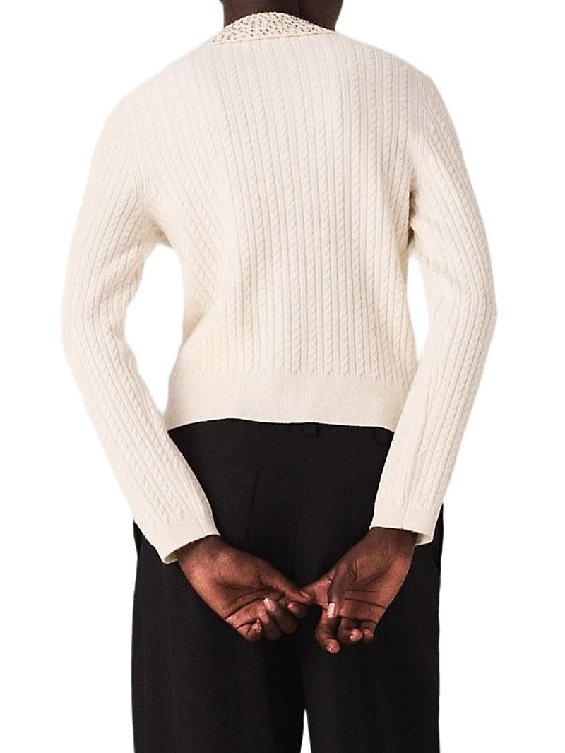 Knit Polo Shirt with Rhinestone Collar