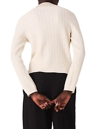Knit Polo Shirt with Rhinestone Collar