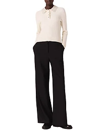 Knit Polo Shirt with Rhinestone Collar