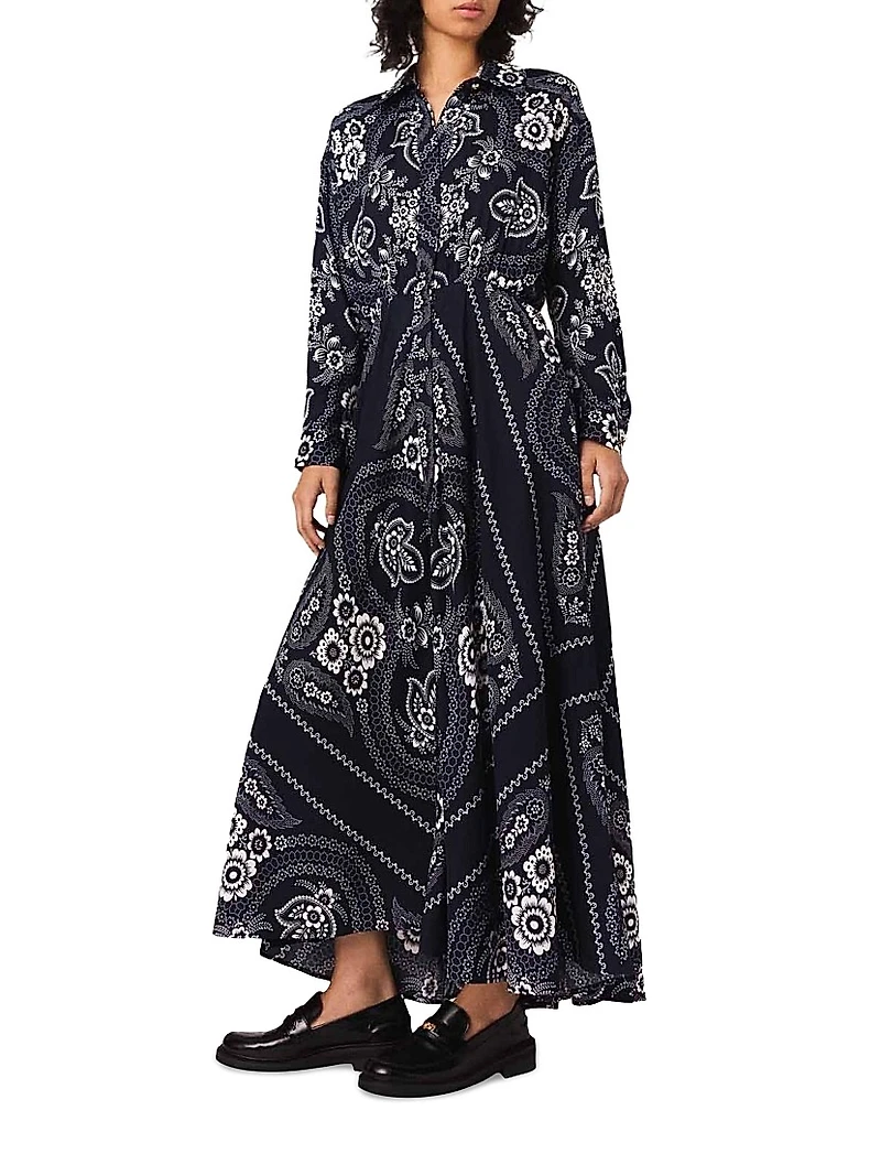 Patterned Flowing Maxi Dress