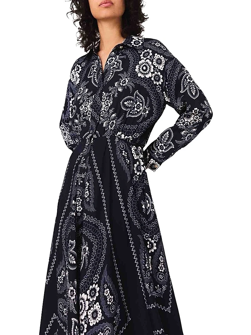 Patterned Flowing Maxi Dress