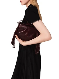 Pleated maxi dress with polo collar