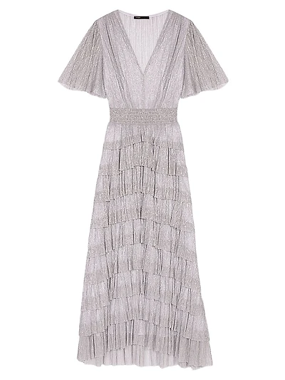 Metallic Ruffled Midi Dress