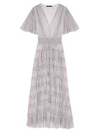 Metallic Ruffled Midi Dress
