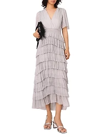 Metallic Ruffled Midi Dress
