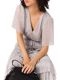 Metallic Ruffled Midi Dress