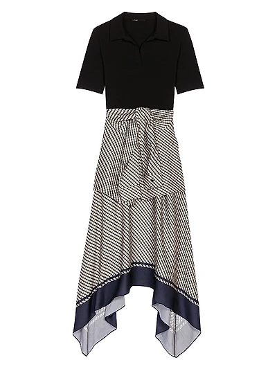 Printed Two-Tone Dress