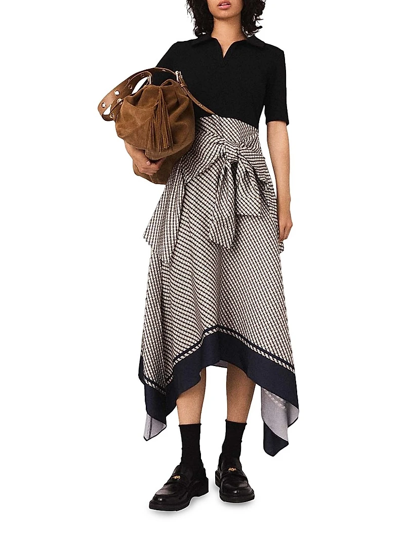 Printed Two-Tone Dress