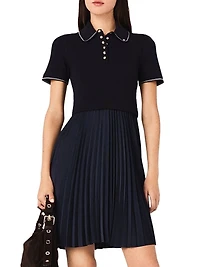 Short Pleated Polo Collar Dress
