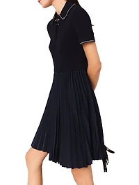 Short Pleated Polo Collar Dress