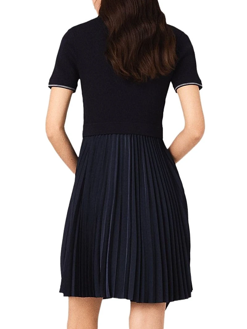 Short Pleated Polo Collar Dress