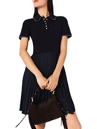 Short Pleated Polo Collar Dress