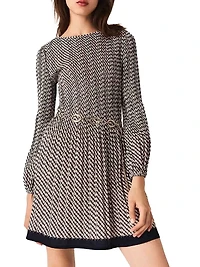 Patterned Pleated Dress