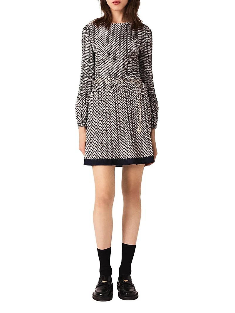 Patterned Pleated Dress