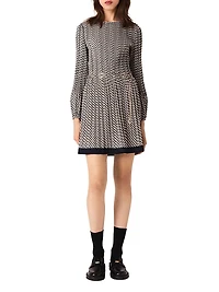 Patterned Pleated Dress