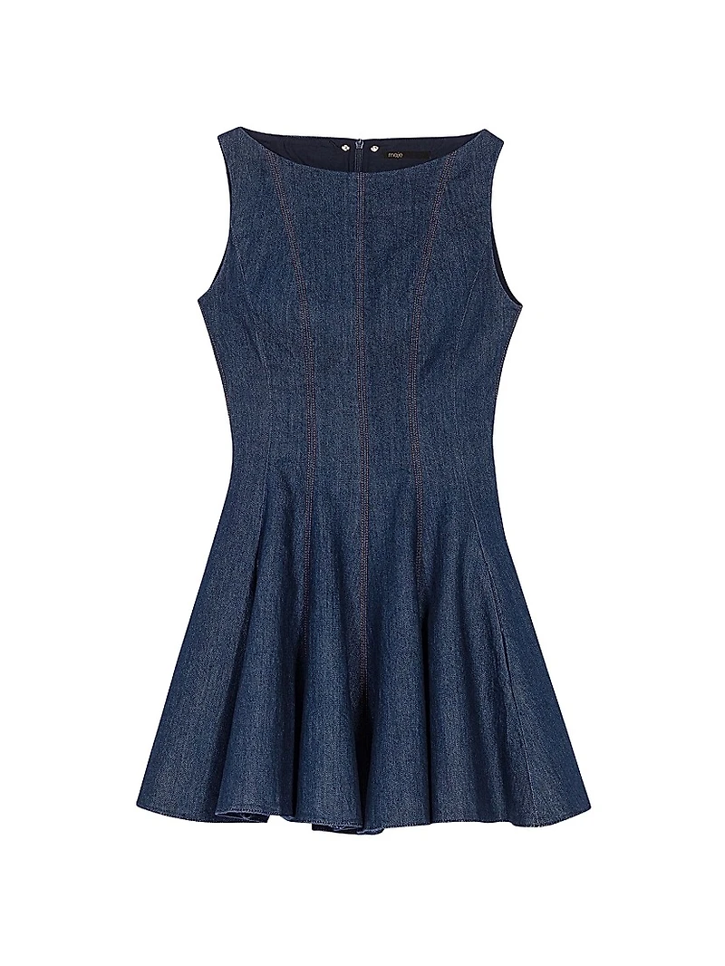 Short Denim Dress with Ruffles