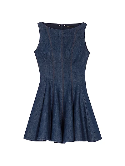 Short Denim Dress with Ruffles