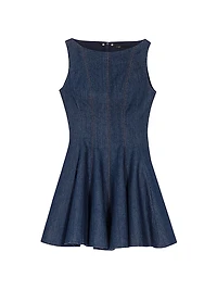 Short Denim Dress with Ruffles