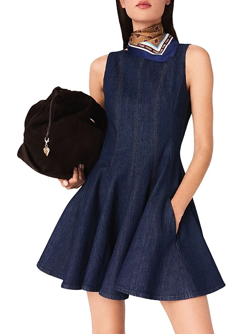 Short Denim Dress with Ruffles