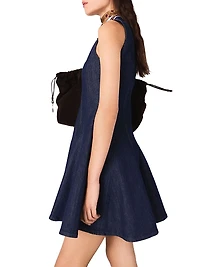 Short Denim Dress with Ruffles