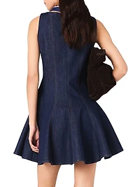 Short Denim Dress with Ruffles