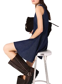 Short Denim Dress with Ruffles