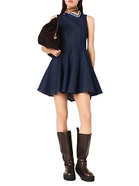 Short Denim Dress with Ruffles