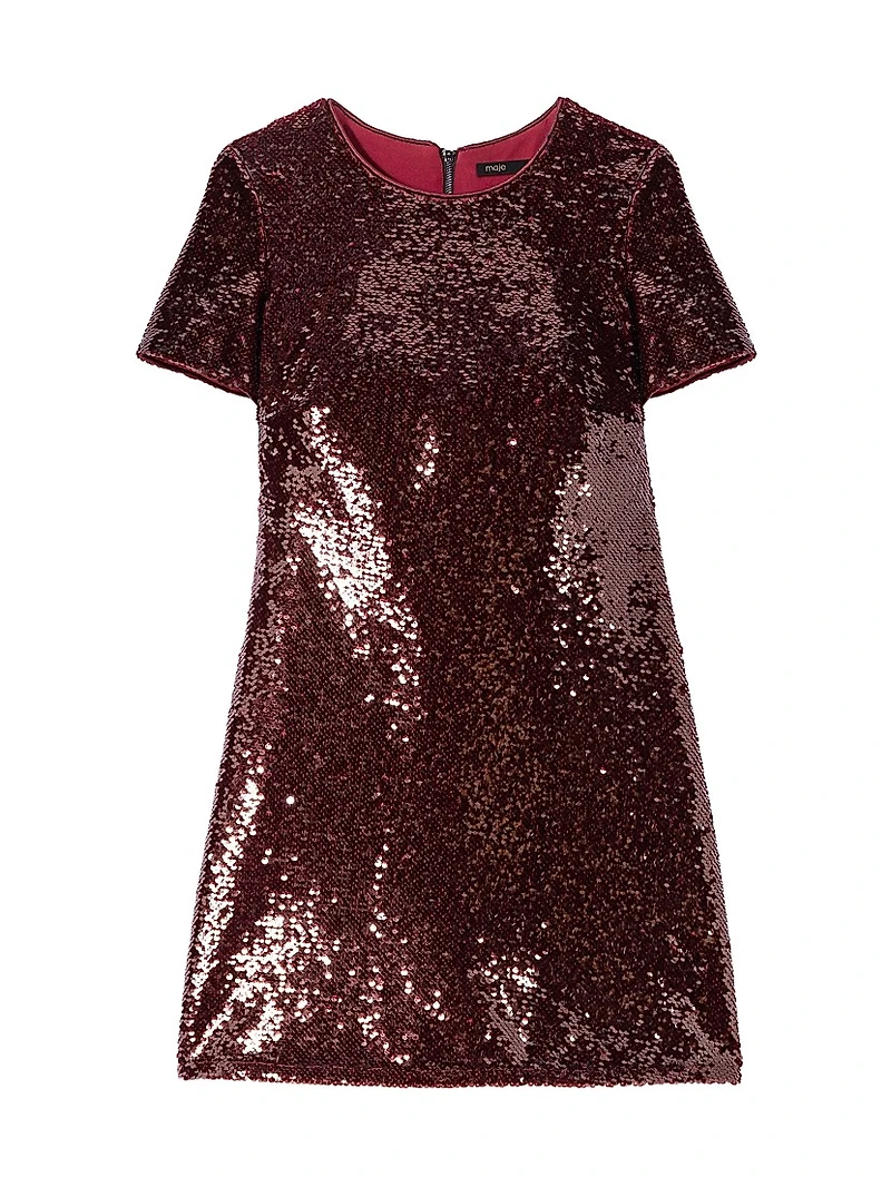 Embroidered Sequin Short Dress