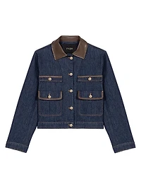 Denim Jacket with Faux Leather