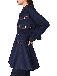 Denim Jacket with Faux Leather