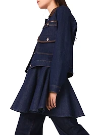 Denim Jacket with Faux Leather