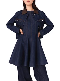 Denim Jacket with Faux Leather